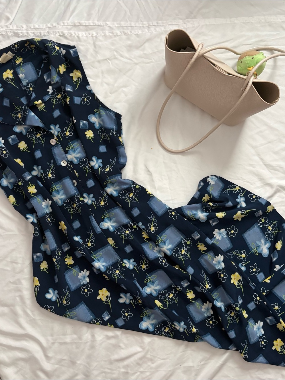 Jaclyn Smith Navy Floral Maxi Dress with Blue and Yellow Accents